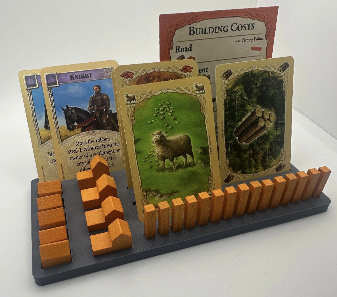 Card holder and player trays detail – complete Catan organiser bundle