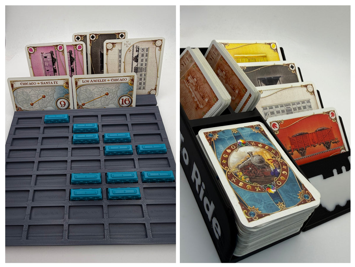 Black & White card organiser with grey individual-slot player tray