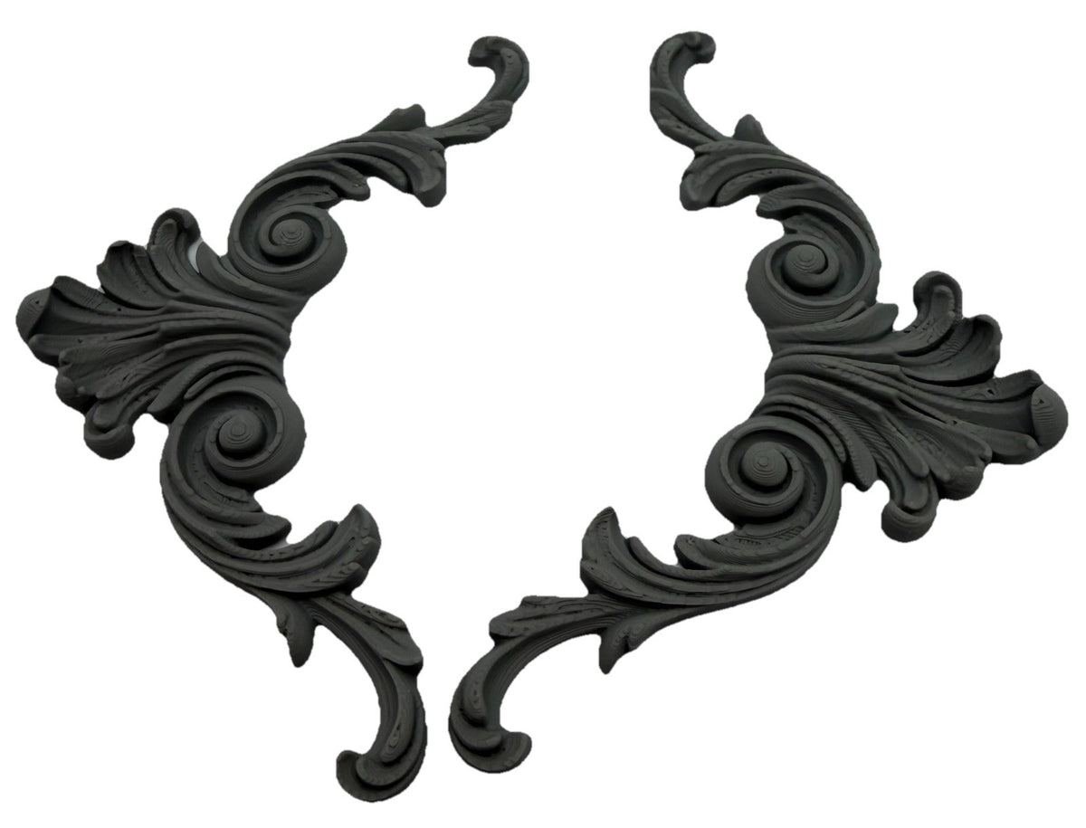 Pair Ornate Furniture Appliques Decorative Friezes Baroque Scrollwork Style 8