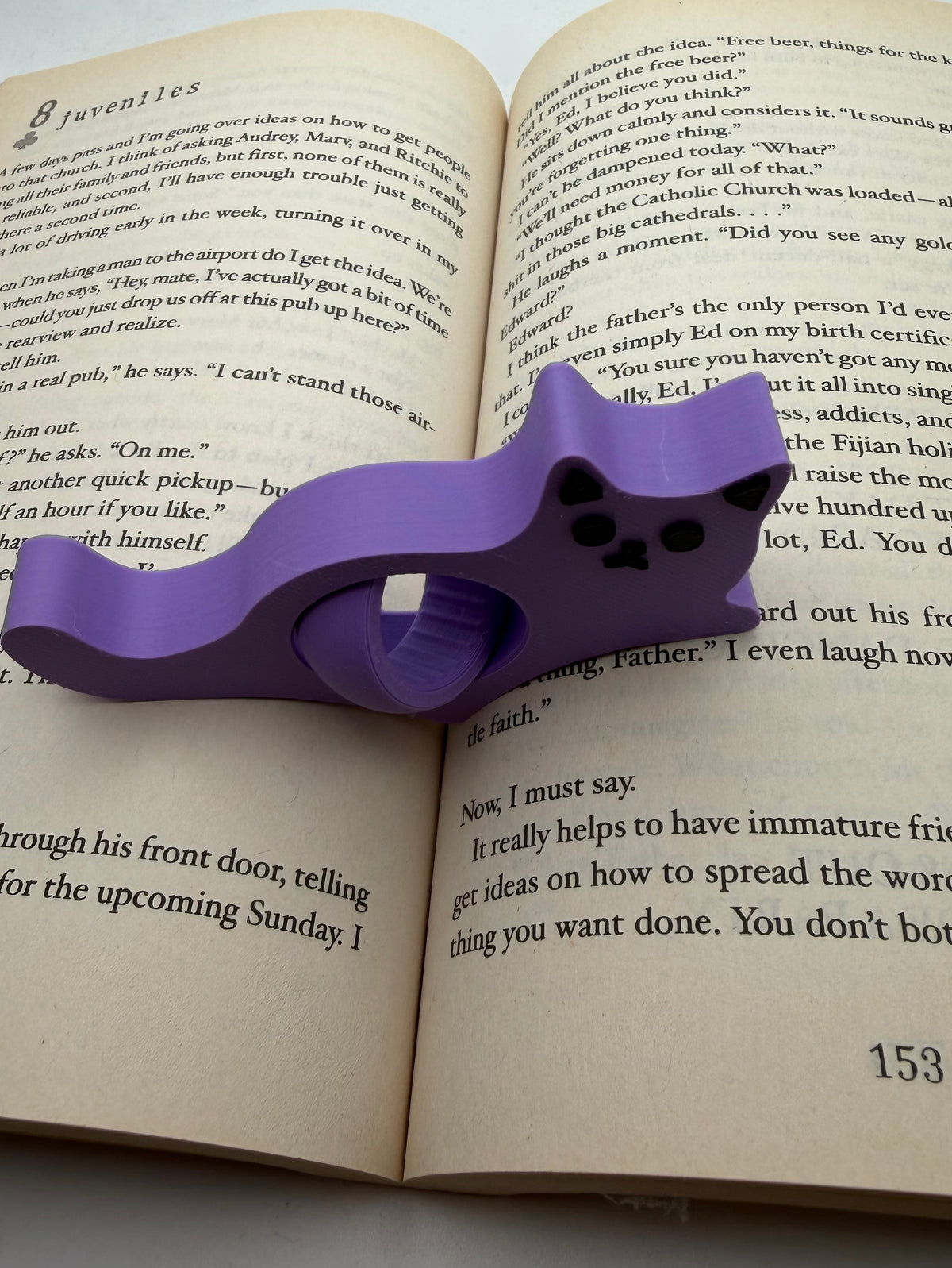 Cat Swivel Page Holder No. 8 – purple and black cat thumb book holder – photo 1