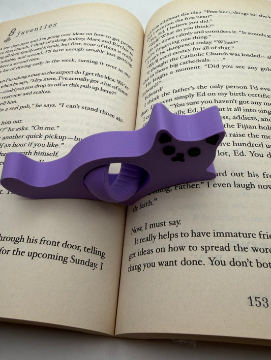 Cat Swivel Page Holder No. 8 – purple and black cat thumb book holder – photo 1