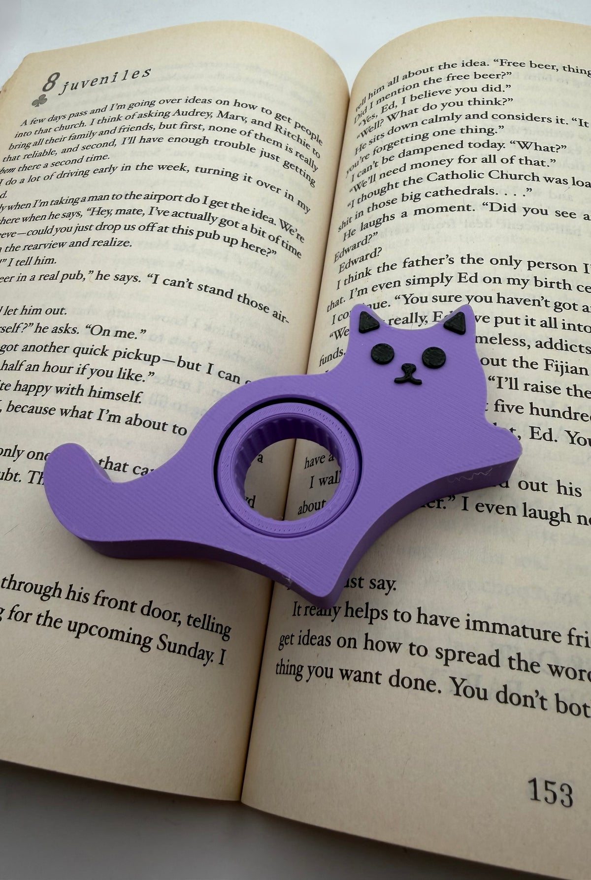 Cat Swivel Page Holder No. 8 – purple and black cat thumb book holder – photo 2