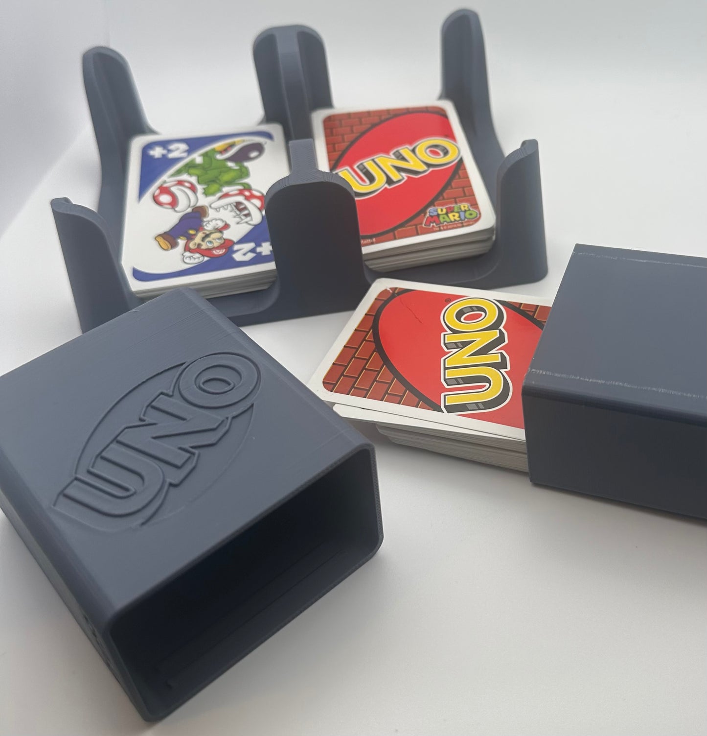 UNO Compatible Card Game Organiser Bundle – Card Storage Case, In-Play Card Holder & Dual Hand Holders - UK delivery included.