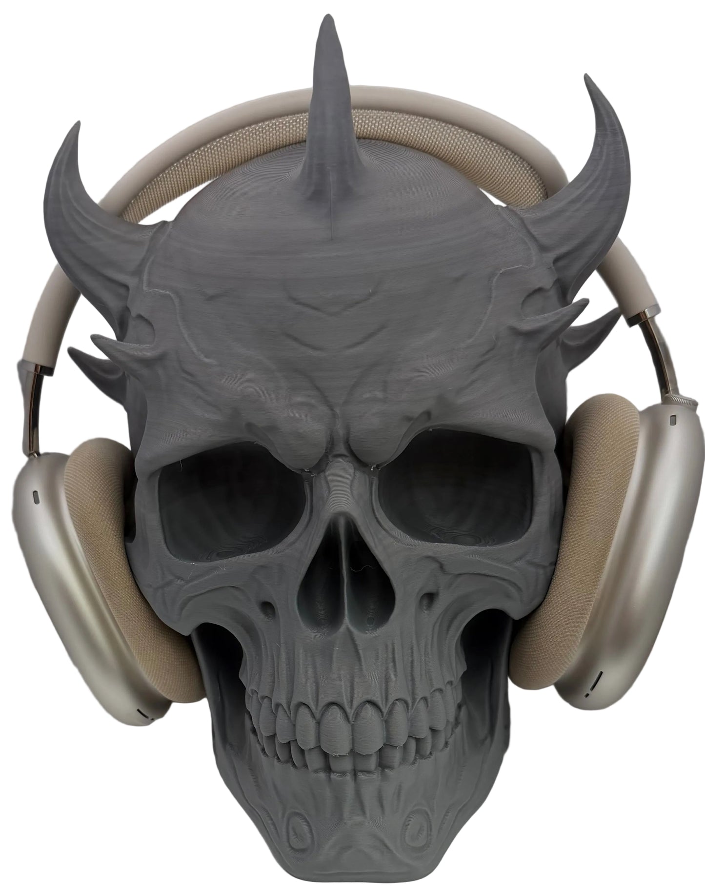 Horned Skull Headphone Stand – Gothic Gaming Headset Holder