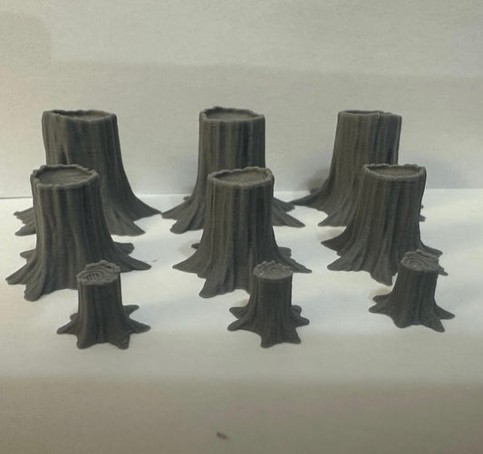 Mixed Tree Stump Scatter Terrain Set – 20–40mm Tabletop Scenery - UK delivery included.