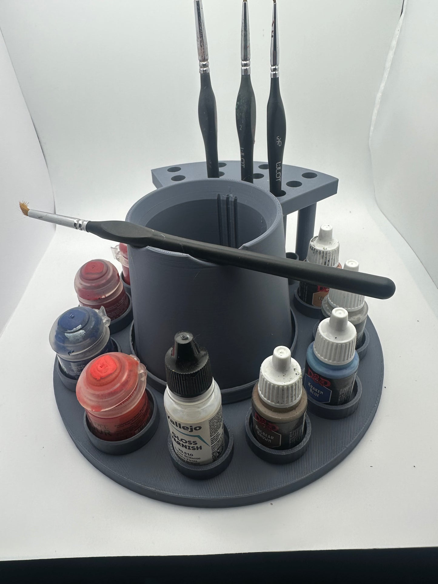 Modular Miniature Paint Station – Citadel & Vallejo Compatible, 12 Brush Holder with Water Cup – UK Delivery Included