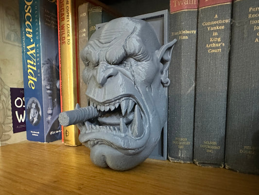Orc Head Book Nook Shelf Insert Fantasy Bookend Decor