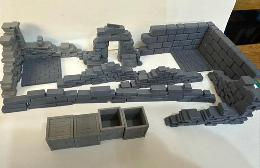 Modular Ruined Stone Wall Starter Bundle – Tabletop RPG & Fantasy Terrain - UK delivery included.