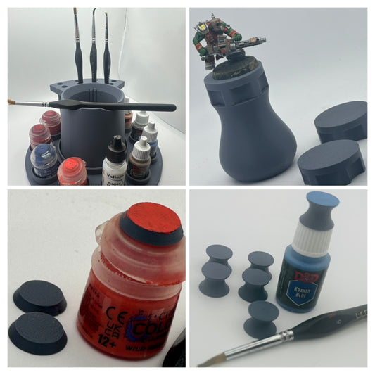 Miniature Painting Starter Bundle – Paint Station, Magnetic Painting Handle & Paint Swatch Caps – UK Delivery Included