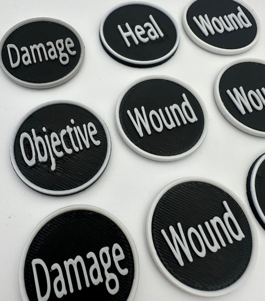 Tabletop Wargaming Status Tokens Set of 10 Damage Wound Buff Debuff Objective Markers