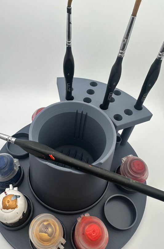 Modular Paint Station with Brush Holders and Paint Pot Storage – Fits Citadel-Style Pots - UK delivery included.