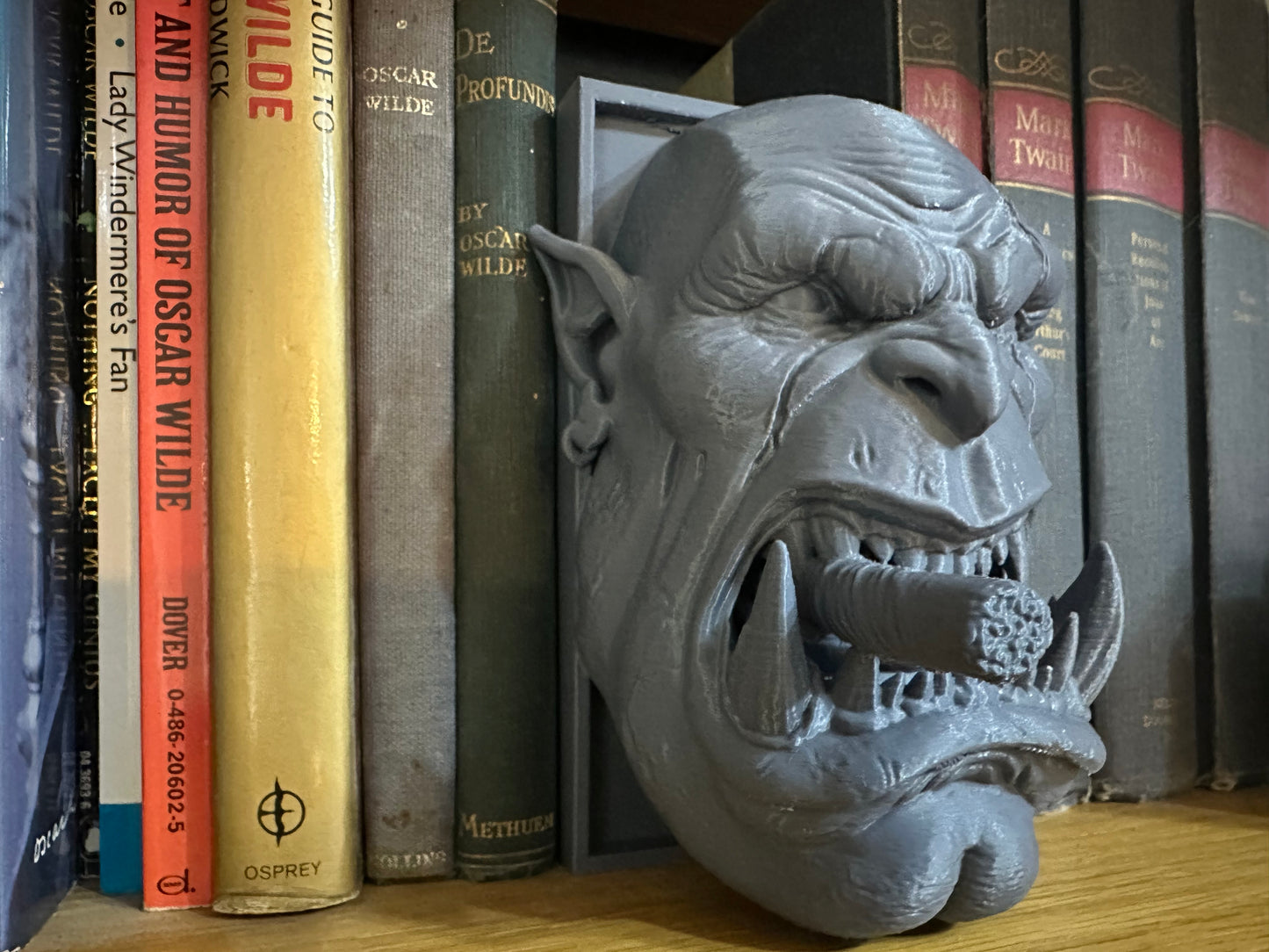 Orc Head Book Nook Shelf Insert Fantasy Bookend Decor
