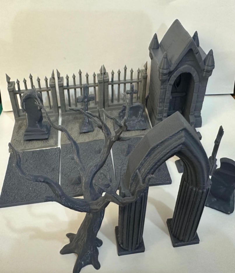 Modular Graveyard Terrain Bundle – Unpainted Tabletop Scenery - UK delivery included.