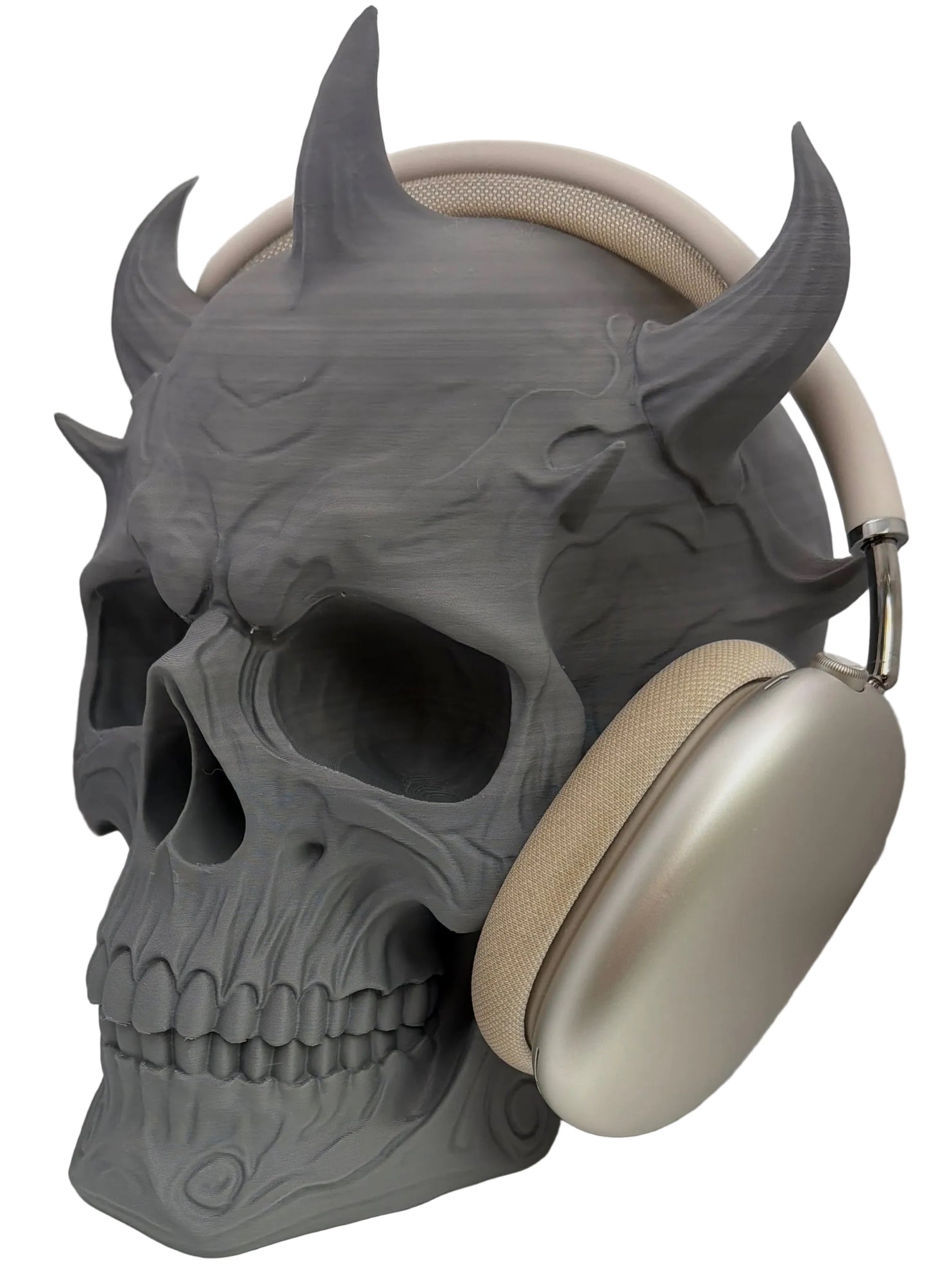 Horned Skull Headphone Stand – Gothic Gaming Headset Holder