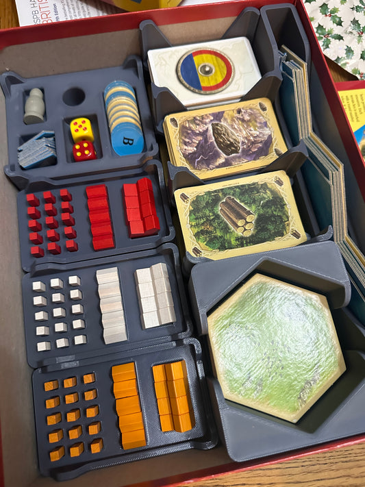 Catan Board Game Organiser – Modular Hex Tile, Card & Token Storage Insert (UK delivery included
