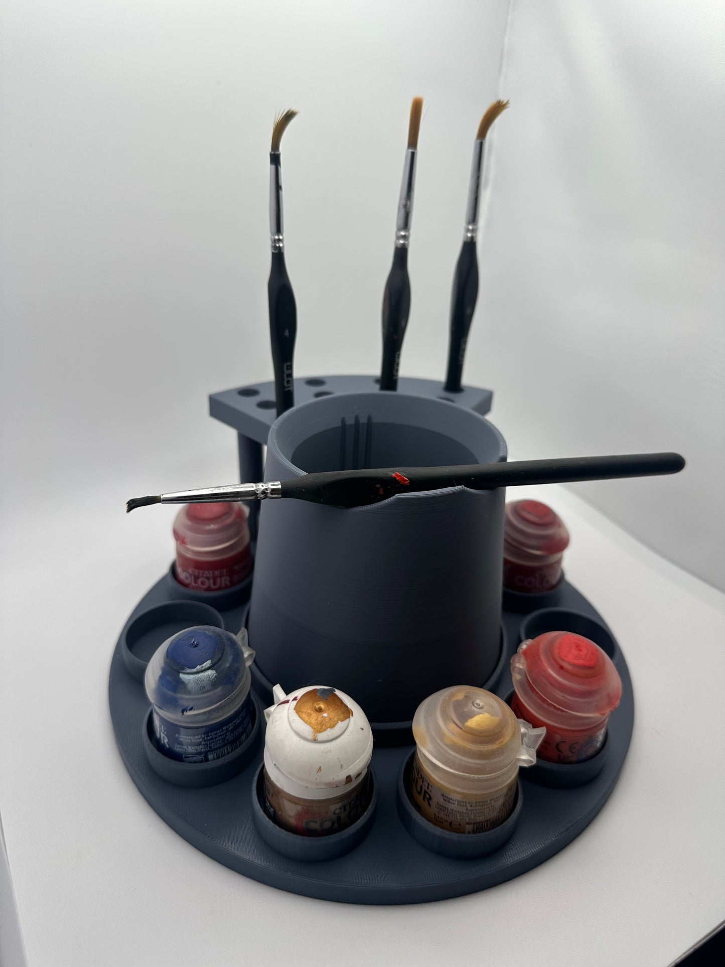 Modular Paint Station with Brush Holders and Paint Pot Storage – Fits Citadel-Style Pots - UK delivery included.