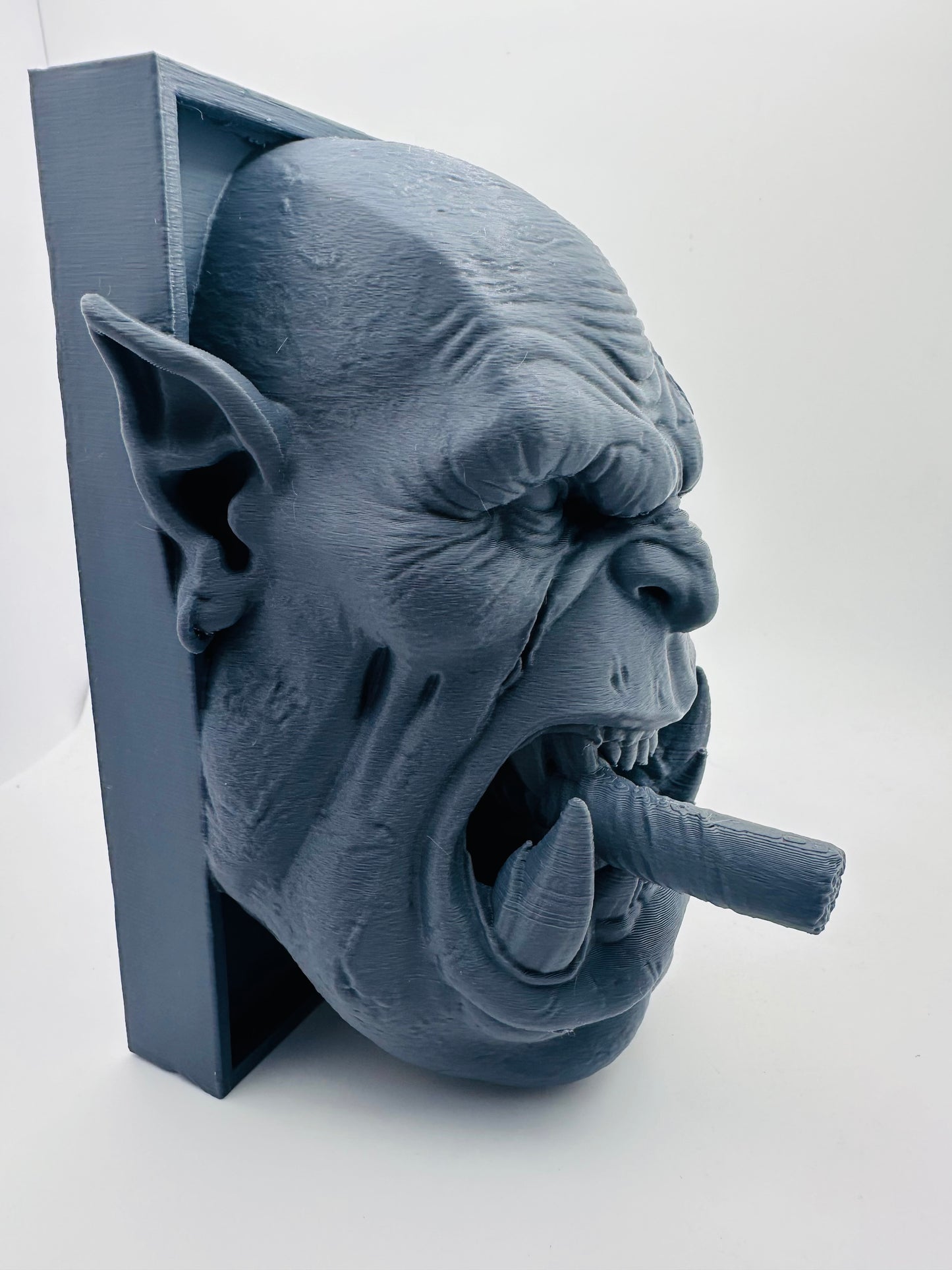 Orc Head Book Nook Shelf Insert Fantasy Bookend Decor