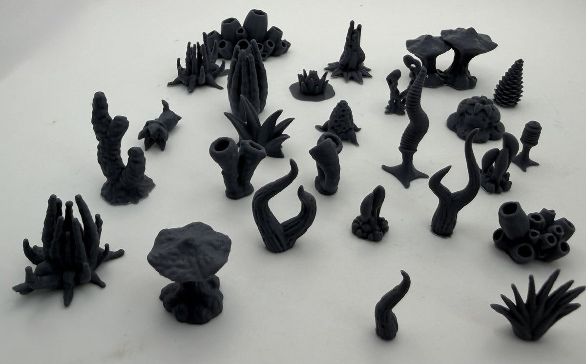 Alien flora greebles: pods, stems and plant forms