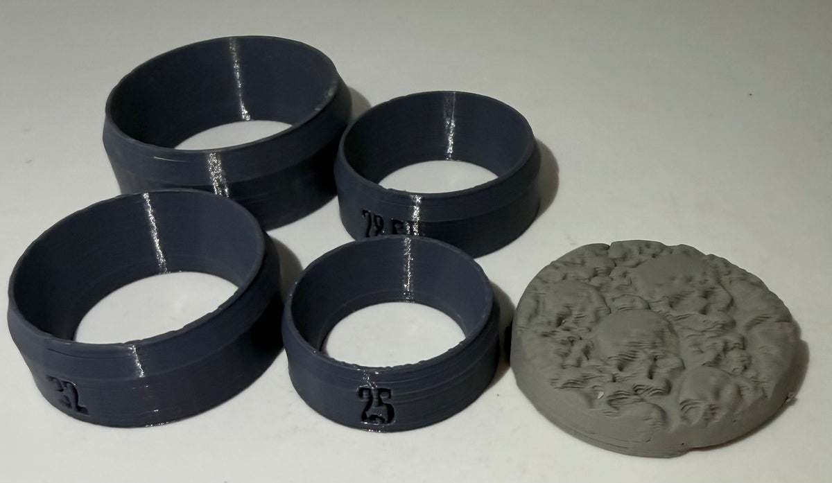 Base cutters side view showing marked sizes