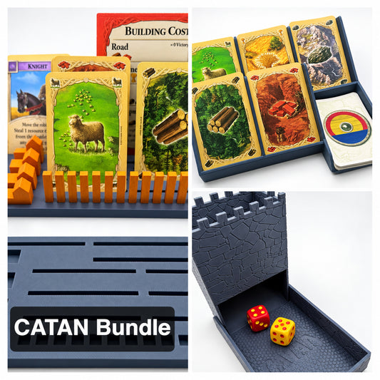Catan bundle: card tray, card holders and dice tower