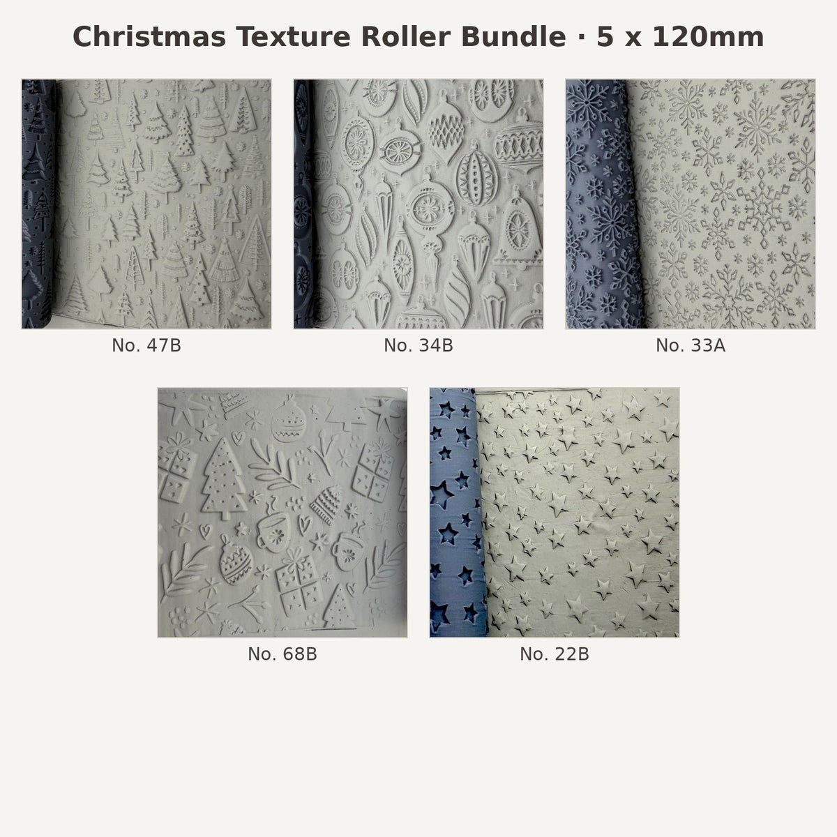 Christmas texture roller bundle, 5 x 120mm