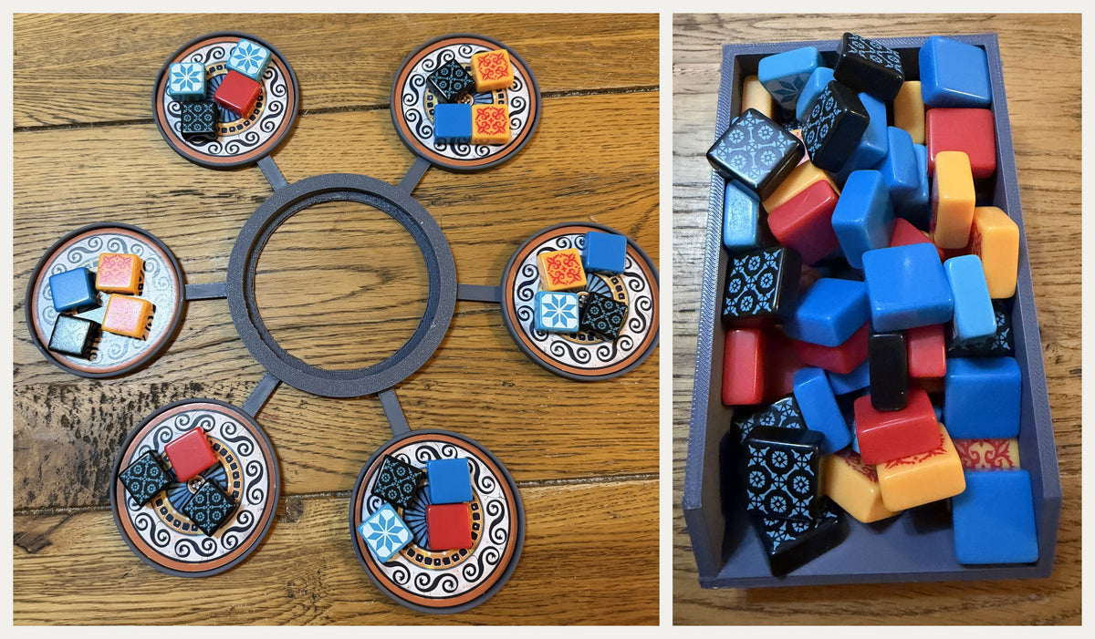 Complete organiser bundle compatible with Azul: Factory Display Holders and Discard Tray, 3D printed in PLA+