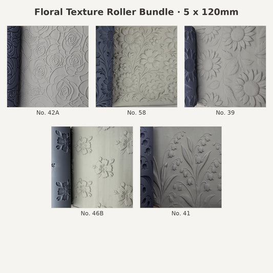 Floral texture roller bundle, 5 x 120mm