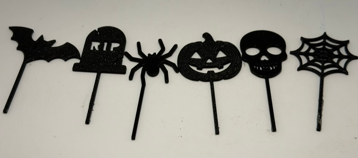 Black Halloween cupcake topper set