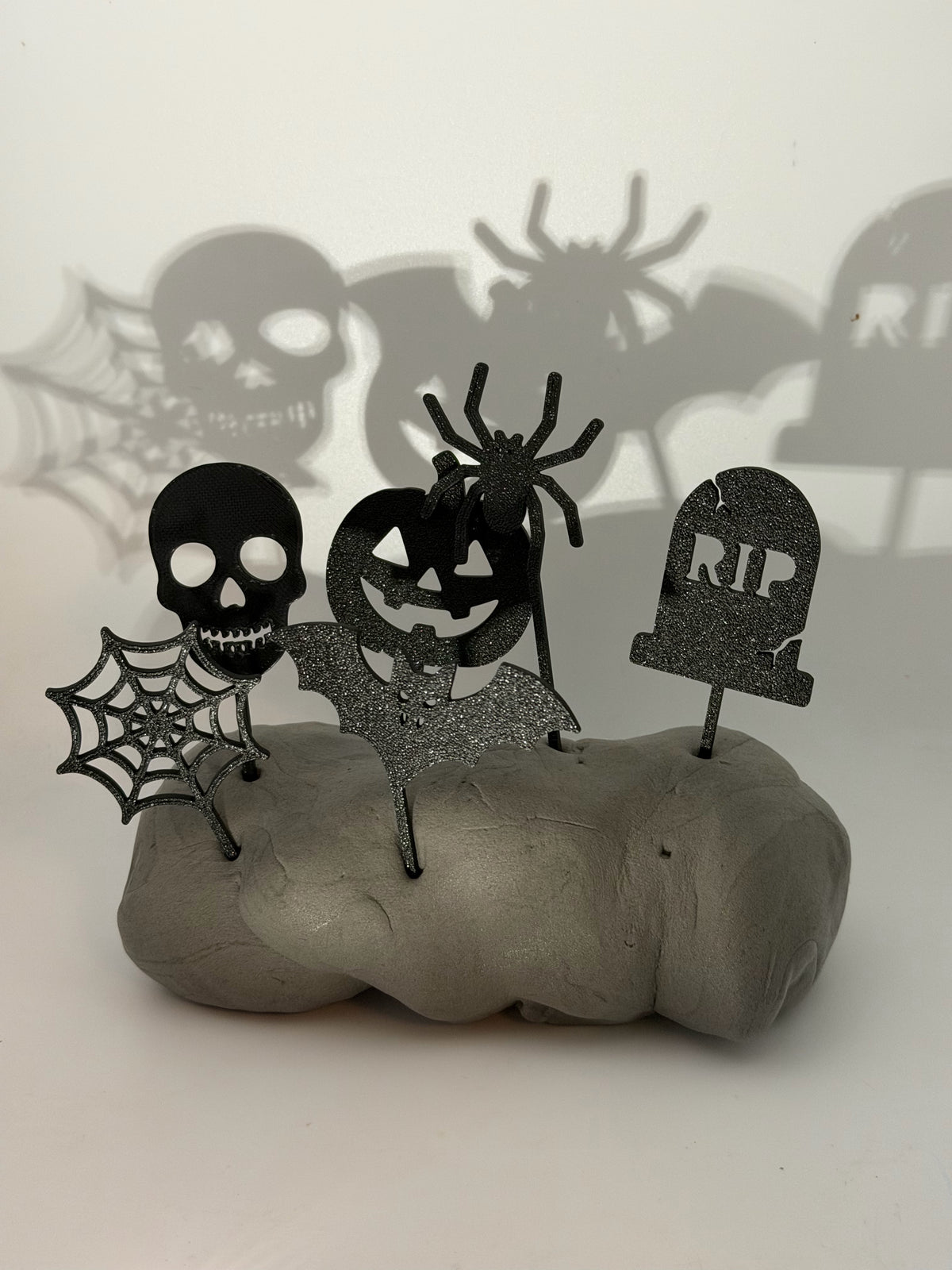 Black Halloween cake topper detail