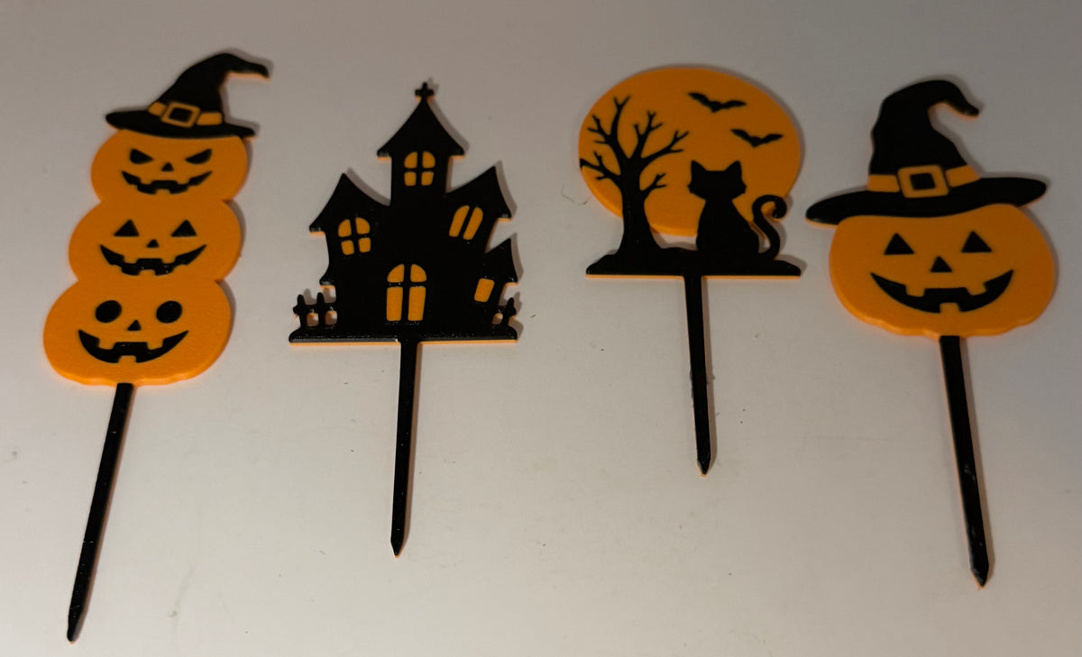 Halloween cake topper set in orange and black