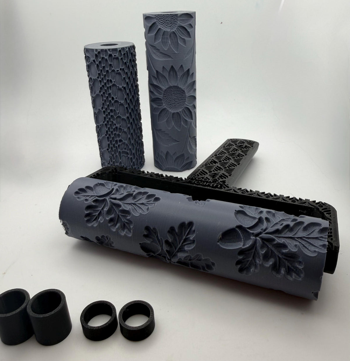 Texture Roller Starter Bundle | Handle + Roller | Clay Pottery Baking | Choose Your Design