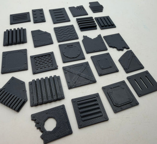 24pc Industrial Greebles - sci-fi panels, vents, grilles and hatches