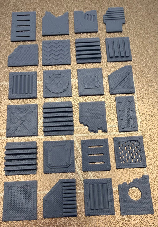 24pc Industrial Greebles - sci-fi panels, vents, grilles and hatches