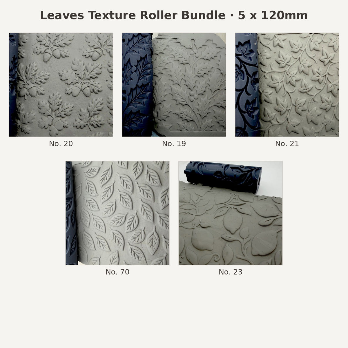 Leaves texture roller bundle, 5 x 120mm