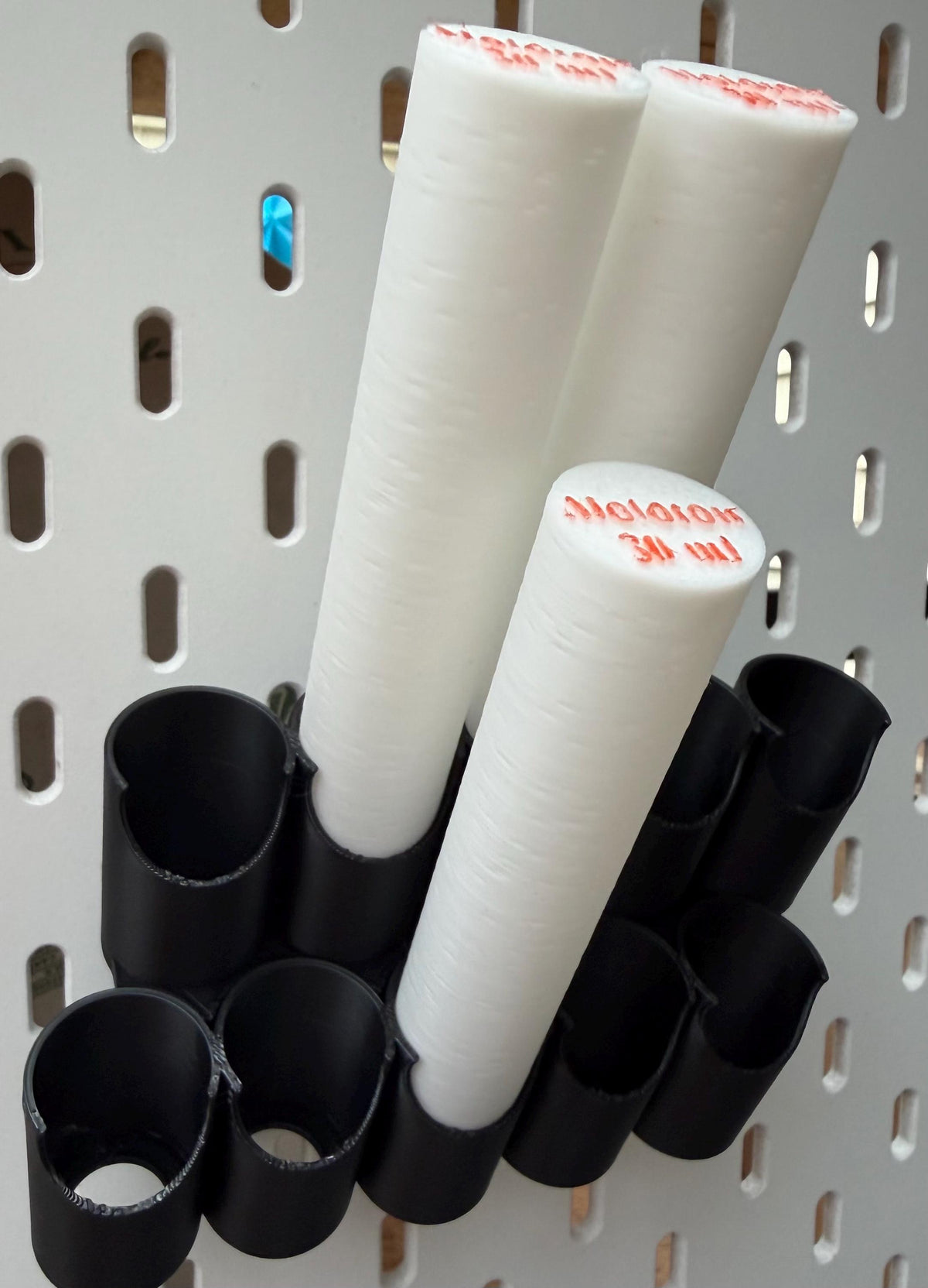 Molotow 30 ml paint bottle holders on IKEA SKÅDIS - side angle