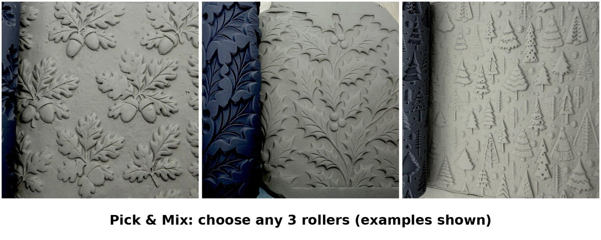 Pick & Mix 3 x 135mm texture rollers, example designs