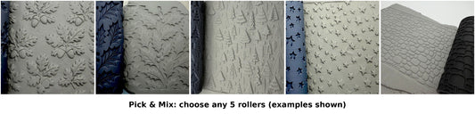Pick & Mix 5 x 120mm texture rollers, example designs