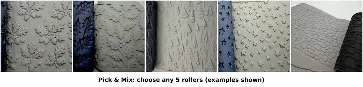 Pick & Mix 5 x 100mm texture rollers, example designs