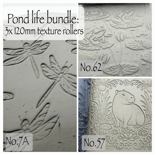 Pond life bundle: 3 x 120mm texture rollers No. 7A, No. 62 and No. 57