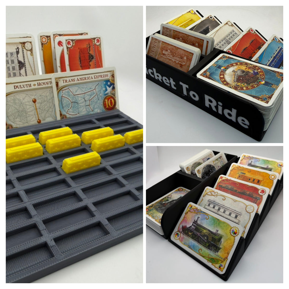 Black & White card organiser with grey individual-slot player tray