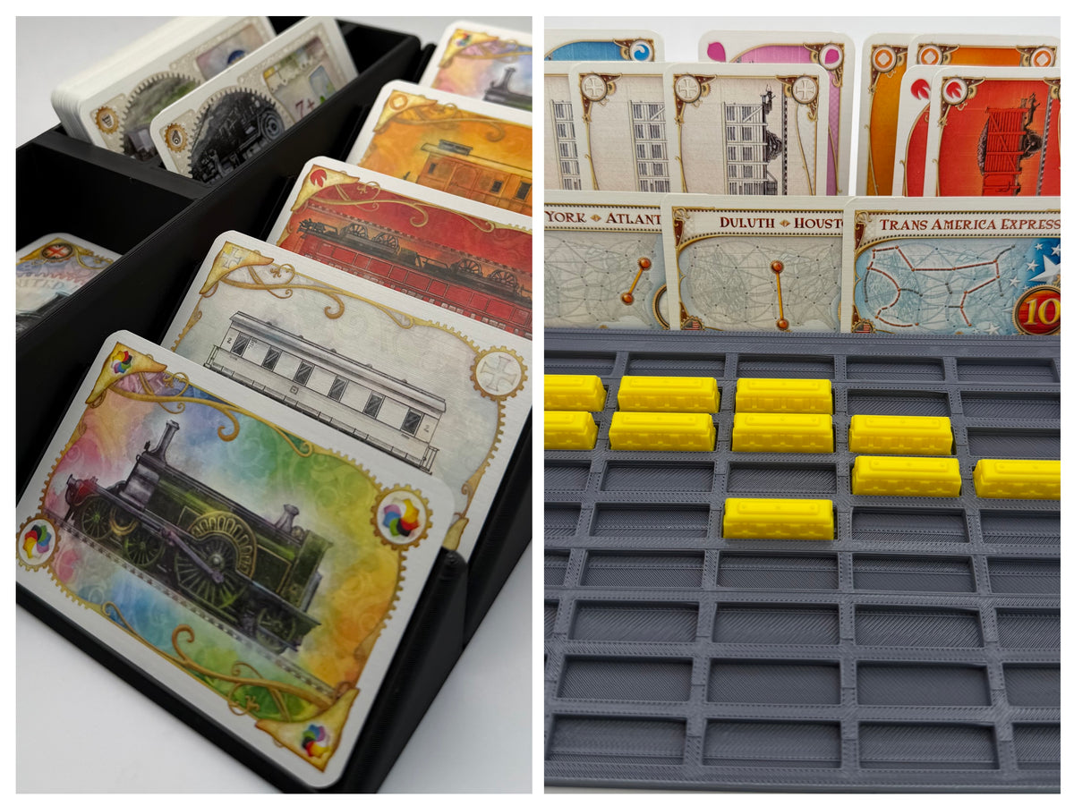 Black & White card organiser with grey individual-slot player tray