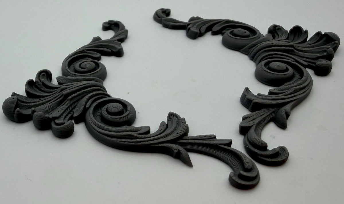 Pair Ornate Furniture Appliques Decorative Friezes Baroque Scrollwork Style 8