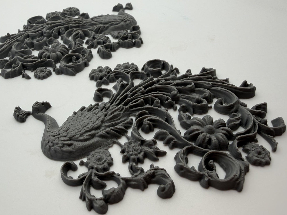 Pair Peacock Furniture Appliques Decorative Friezes Floral Scrollwork Style 9