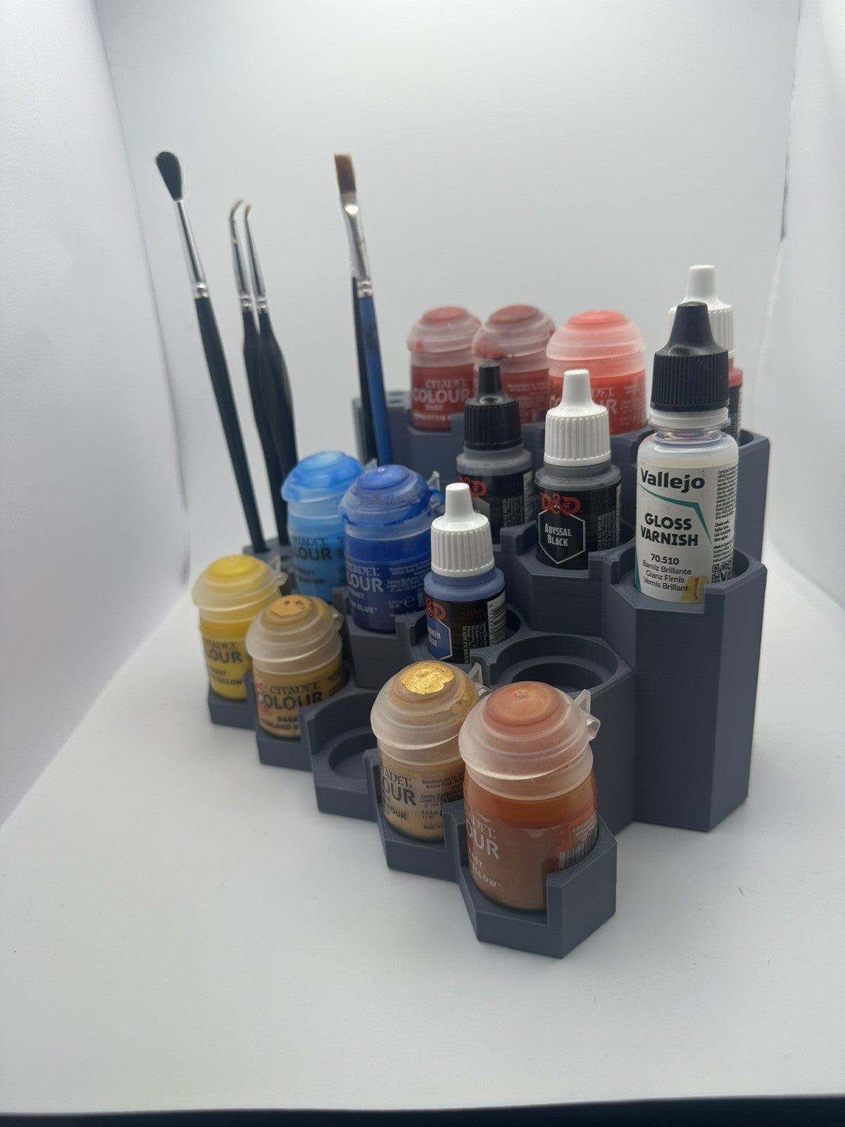 Dropper Modular Paint Rack 5x4 with 8 Brush Holders Vallejo Army Painter