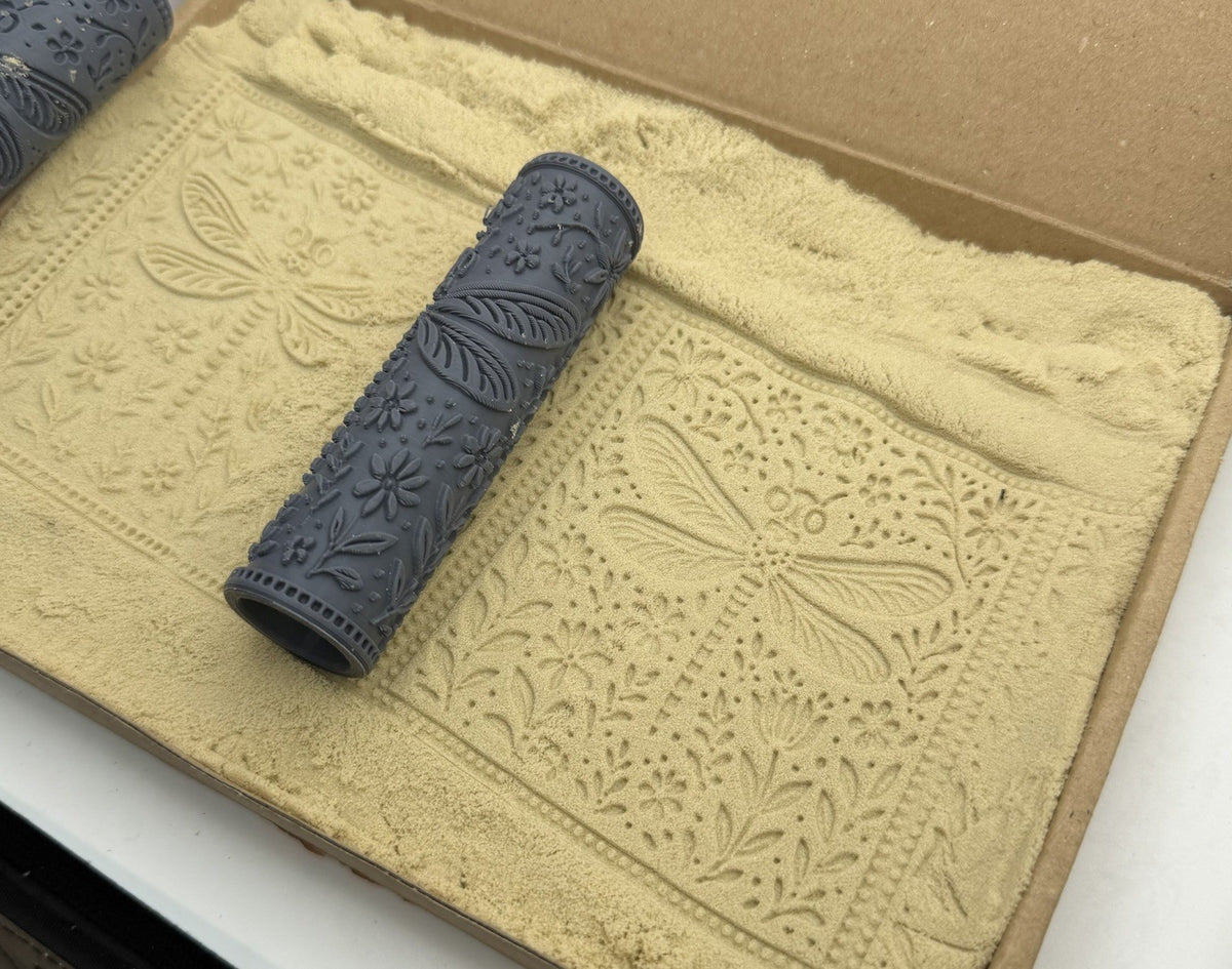 Dragonfly Floral Emboss & Deboss Texture Roller Pair No. 4