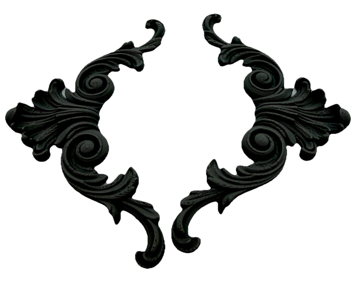 Pair Ornate Furniture Appliques Decorative Friezes Baroque Scrollwork Style 8