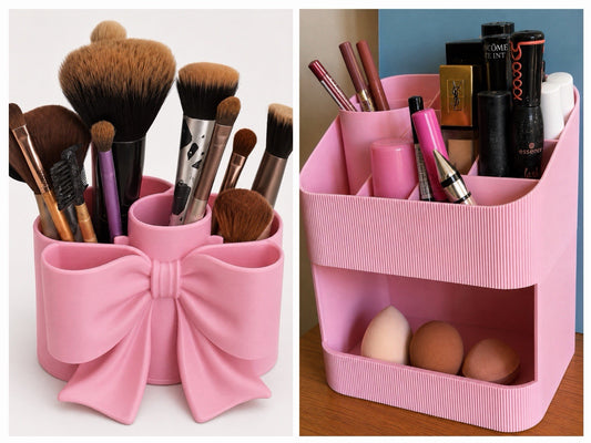 2 Piece Makeup Organiser Set 2 Tier Storage & Bow Makeup Brush Holder Vanity