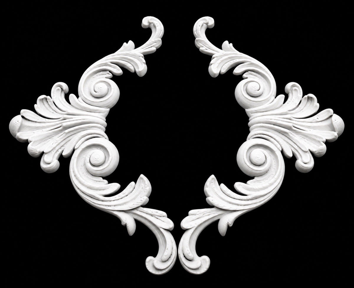 Pair Ornate Furniture Appliques Decorative Friezes Baroque Scrollwork Style 8