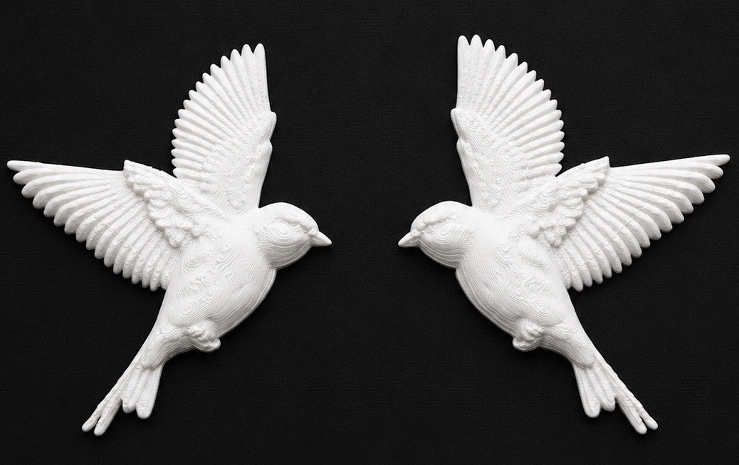 Style 1 White Flying Bird Applique Pair