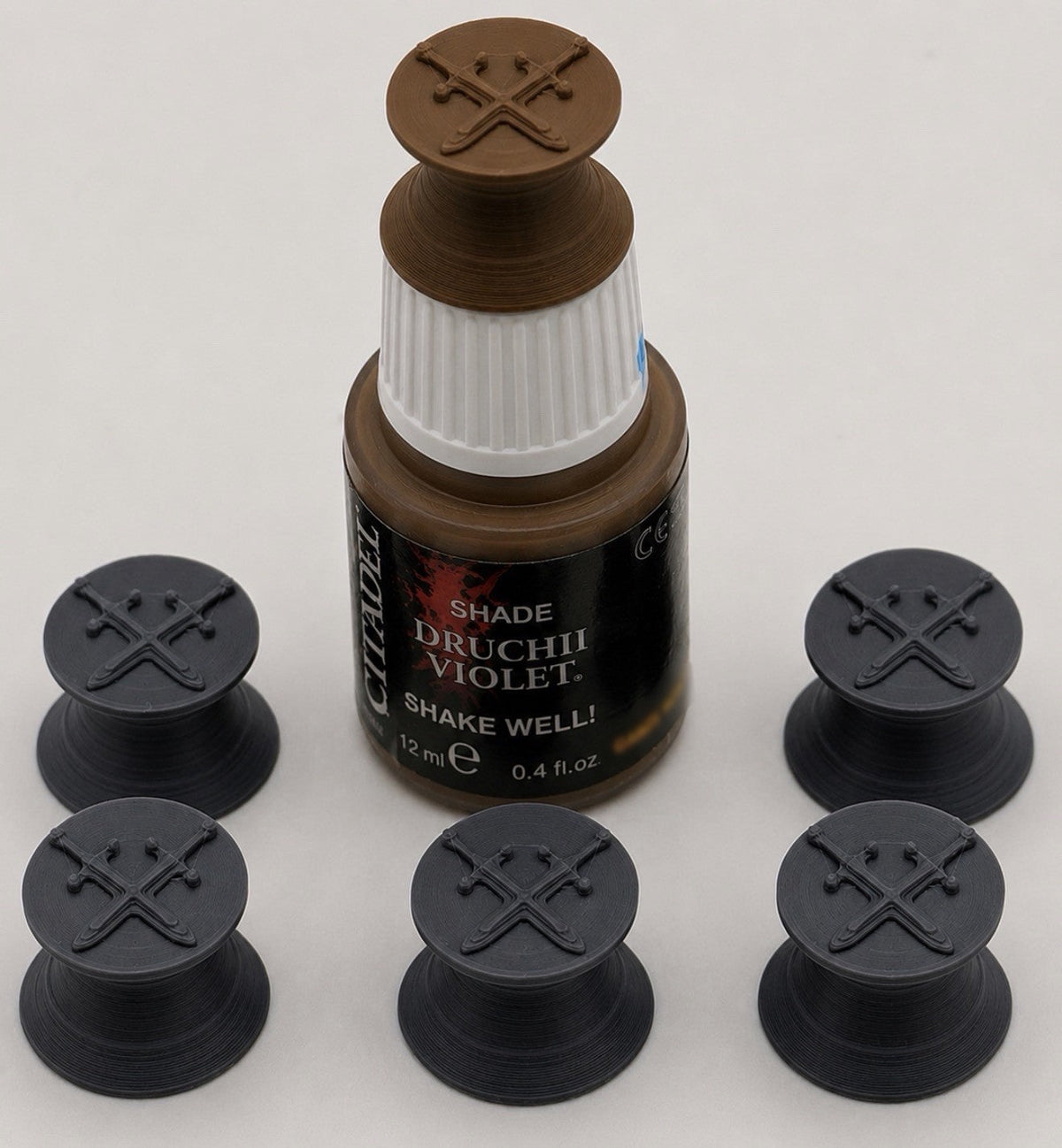 Crossed Swords Paint Cap Swatches for Vallejo & Army Painter Bottles